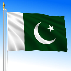 Pakistan official national waving flag, asiatic country, vector illustration