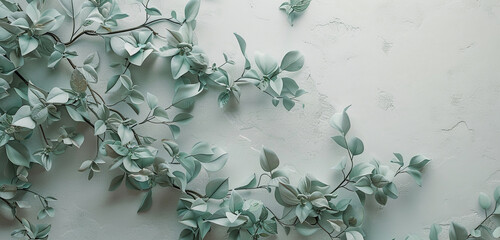 Play of emerald and ivory as vines intricately entwine creating a visually stunning and minimalist composition .