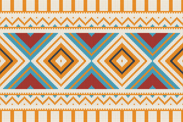 Ikat Fabric Paisley Embroidery Background. Ikat Damask Geometric Ethnic Oriental Pattern traditional.aztec Style Abstract Vector illustration.design for Texture,fabric,clothing,wrapping,sarong.