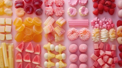 A compilation of multiple close up photos featuring a variety of sweets - Powered by Adobe