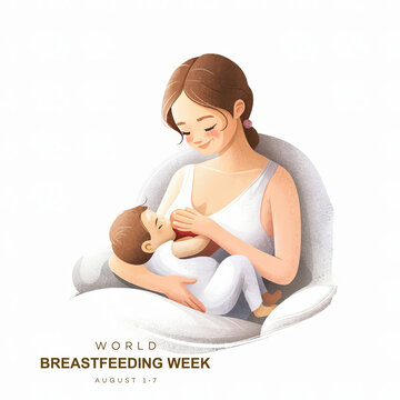 World Breastfeeding Week, World Breastfeeding Week Poster, Vector. Breastfeeding Week, Poster, 1, to, 7, Post. August, Happy Mother' Day. world Breastfeeding Week post, World. card, Breastfeeding.
   