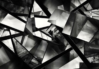 AI generated illustration of abstract art created with metal pieces and mirrors - obrazy, fototapety, plakaty