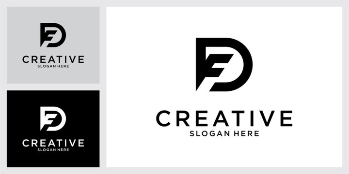 FD or DF initial letter logo design vector