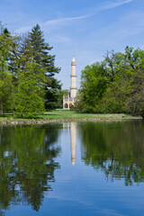 Historical minaret in Lednice, Czech Republic, Europe, Muslim tower in the park - 786282105