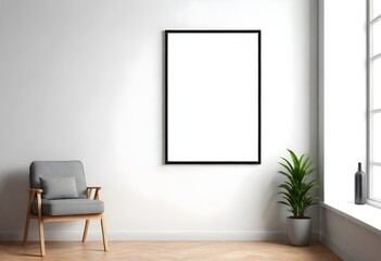 Frame mockup, ISO A paper size. Living room wall poster mockup. Interior mockup with house background. Modern interior design. 
