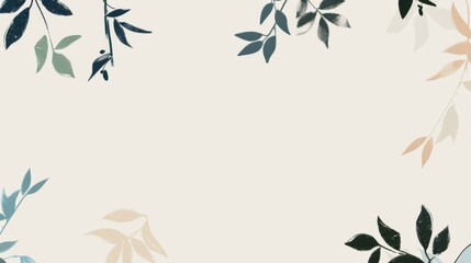 Aesthetic Soft Color Tone leafs Poster Design with  Blank Space, Ideal for Postcards, Business Cards,  wallpaper