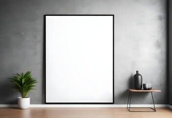 Frame mockup, ISO A paper size. Living room wall poster mockup. Interior mockup with house background. Modern interior design. 