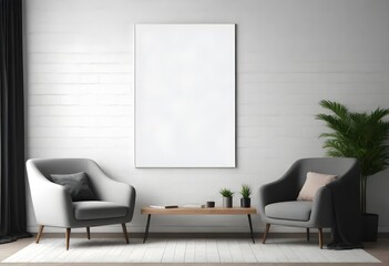 Frame mockup, ISO A paper size. Living room wall poster mockup. Interior mockup with house background. Modern interior design. 