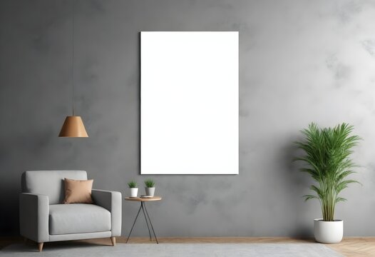 Frame mockup, ISO A paper size. Living room wall poster mockup. Interior mockup with house background. Modern interior design. 