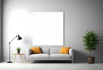 Frame mockup, ISO A paper size. Living room wall poster mockup. Interior mockup with house background. Modern interior design. 