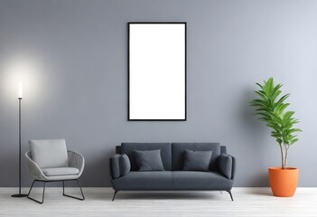 Frame mockup, ISO A paper size. Living room wall poster mockup. Interior mockup with house background. Modern interior design. 