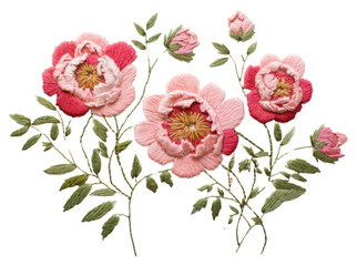 PNG  Little Peony circle border embroidery pattern inflorescence - obrazy, fototapety, plakaty