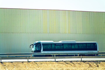 Protective wall on the highway protects from dust and noise (noise screen, sound-proof wall), high...