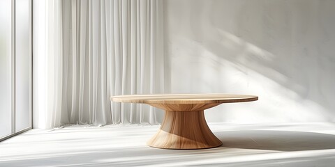 Tranquil Wooden Table Under Soft Lighting for Boutique Fashion Displays