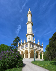 Historical minaret in Lednice, Czech Republic, Europe, Muslim tower in the park