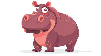Cute cartoon hippo flat vector isolated on white backgroud