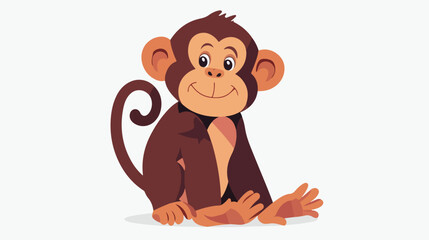Cute cartoon monkey isolated on white background. vector