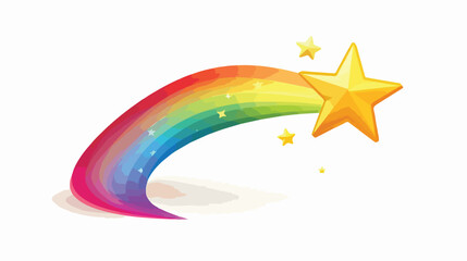 Cute cartoon shooting star with rainbow tail 3d vector