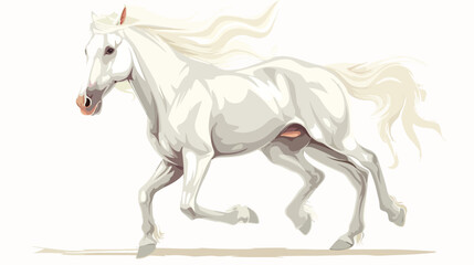 Obraz na płótnie Canvas Cute cartoon White Horse clipart page for kids. Vector