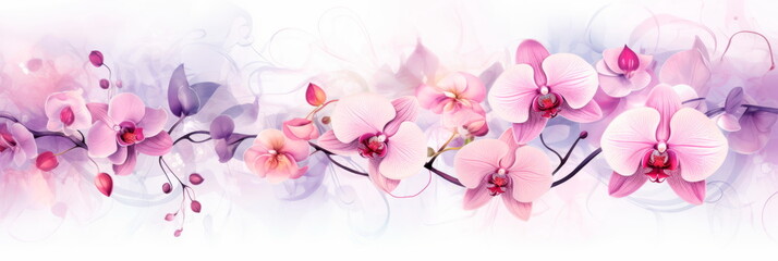Elegant watercolor background featuring intricate orchid blooms, adding a touch of sophistication...