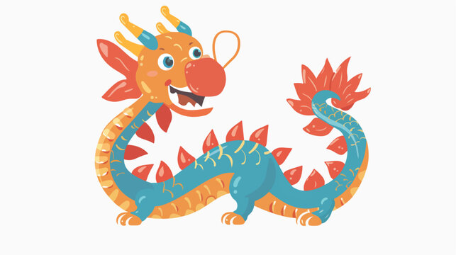 Cute chinese dragon character flat vector isolated on