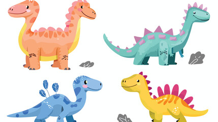 Cute colorful dinosaurs isolated on white background vector