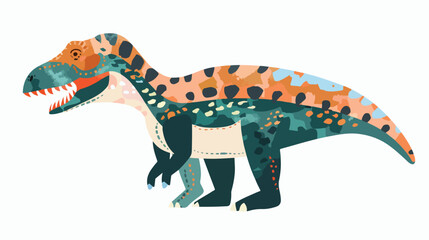 Cute colored dinosaur T Rex doodle. Vector Illustration