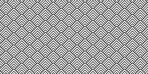 Fototapeta premium black and white seamless pattern square creative overlapping vector vintage design. diamond fabric element pattern line background.