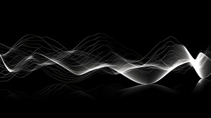 Digital black and white speech waveform abstract graphic poster web page PPT background - obrazy, fototapety, plakaty