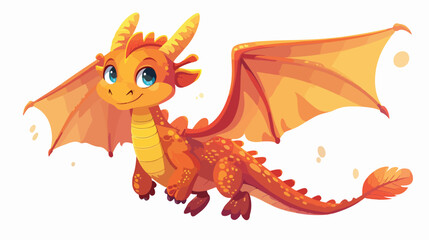 Cute dragon flying cartoon character isolated on white