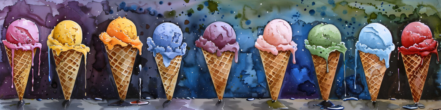 ice-cream in waffle cones