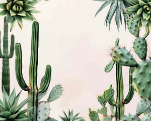 A chic boho frame with succulents and cacti bordering a southwestern-themed event guide