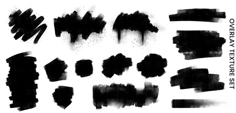 Brush stroke collection. Colorful paint brush overlay set