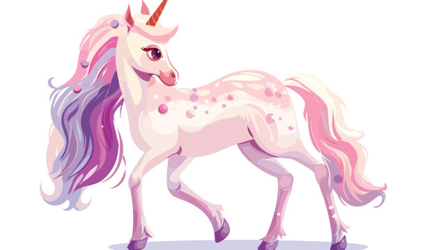 Cute isolated unicorn. Cartoon little fairytale pony b