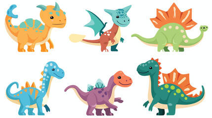 Cute little dinosaur vector illustration - obrazy, fototapety, plakaty