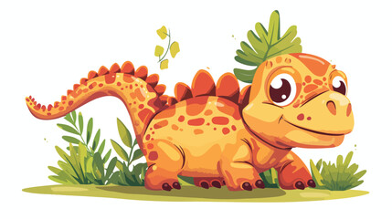 Cute little dinosaur monster. Vector cartoon Illustration
