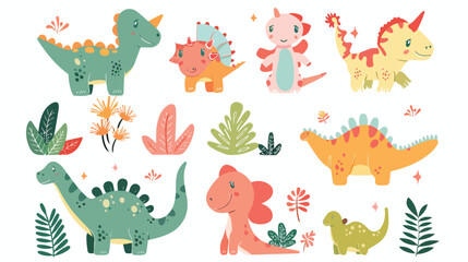 Cute little dinosaur vector illustration