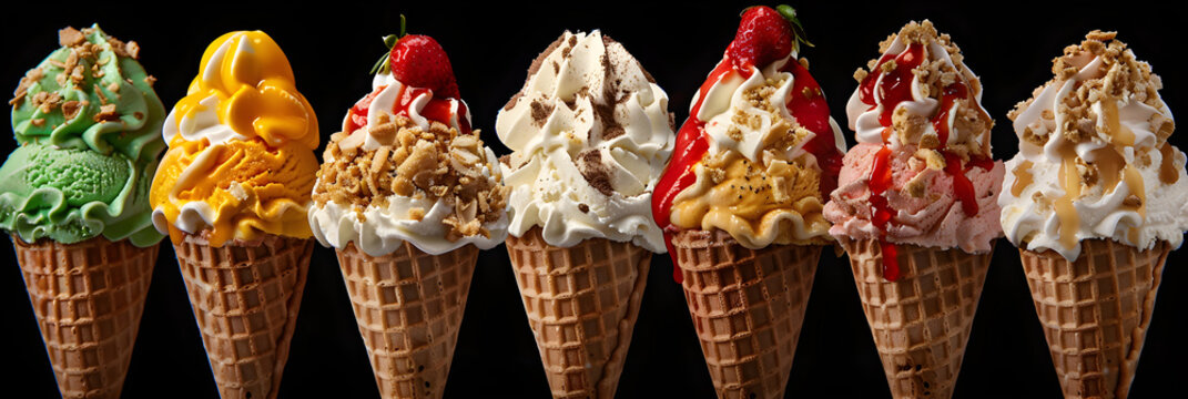 ice-cream in waffle cones