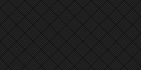 Overlapping Pattern Minimal diamond geometric waves spiral and abstract circle wave line. dark black seamless tile stripe geometric create retro square line backdrop pattern background.