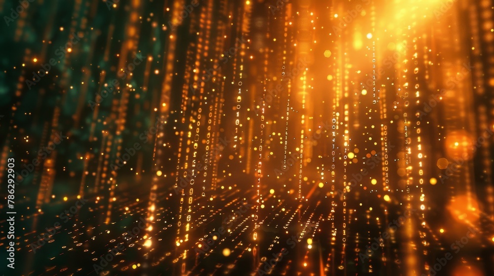 Fototapete This is a 3D rendering of a scientific technology data binary code matrix, conveying the connectivity, complexity, and data flood of today's digital age.