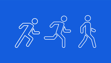 Man stands, walk and run icon set . People symbol . Vector illustration