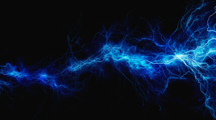 Abstract effect Single blue energy lines on black background.