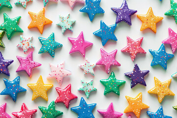 background with colorful  stars, top view