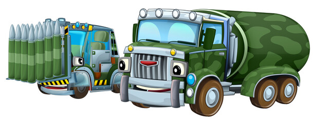 cartoon scene with two military army cars vehicles theme isolated background illustration for children - 786295101