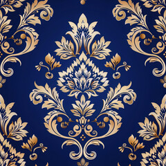 Brocade style colorful fabric pattern close image.
