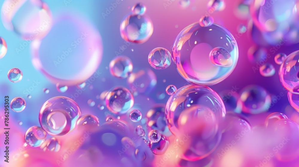 Poster the background consists of holographic floating liquid blobs, soap bubbles, and metaballs.