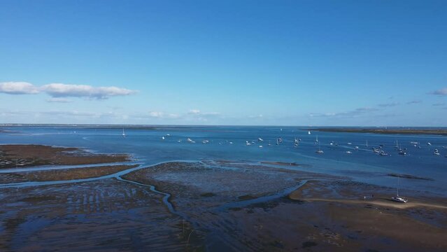 vue aérienne, littoral a marée basse, bord de mer, cap ferret