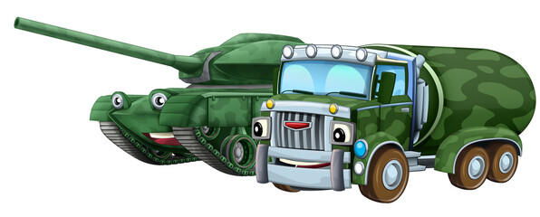 cartoon scene with two military army cars vehicles theme isolated background illustration for children - 786295547