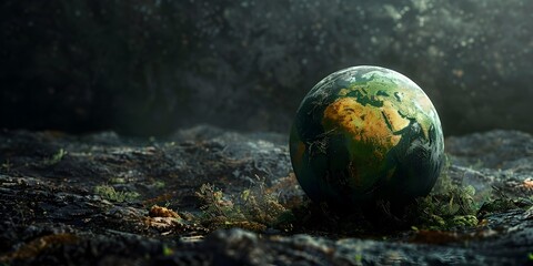 Scorched Globe Symbolizing Transformation from Global Warming and Industrial Excess
