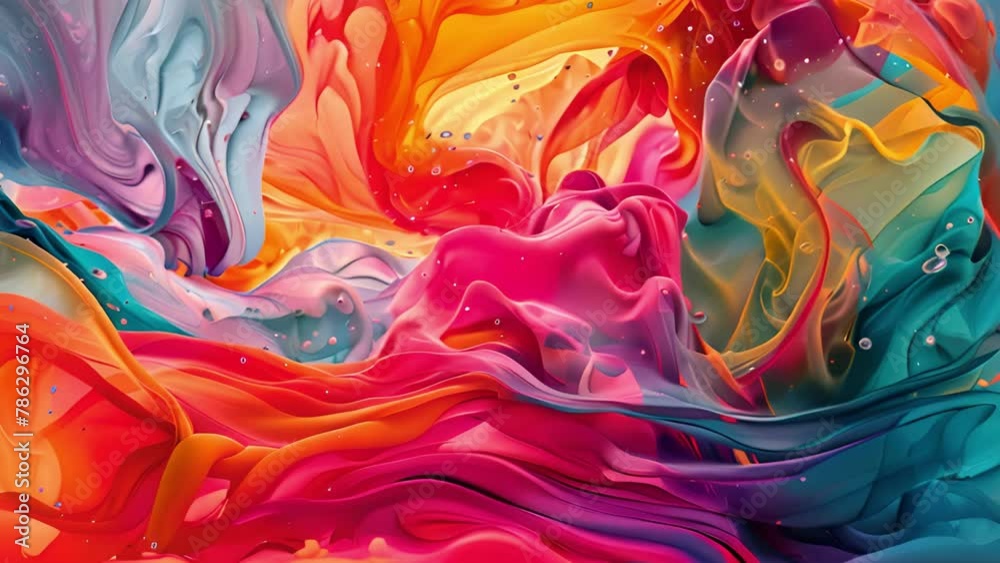 Poster multicolored abstract painting with diverse shapes